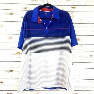 C9 by Champion Mens Golf Performance Polo XL Blue White Striped Short Sleeve